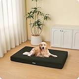 HMTOPE Orthopädisches Hundebett, 10cm Dicke Hundekissen für Mittelgroße Hunde, Grosse Hunde, Abnehmbar und Waschbar Hundematte, rutschfeste Unterseite, Wasserdichtes Innenfutter, 112 cm, Olivgrün