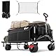 Portal Bollerwagen faltbar XXXL 600L Große Ladefläche 180kg Belastbar Ultrabreit Handwagen mit Seitentasche Transportwagen Leiterwagen Klappbar Strandwagen Faltwagen für Garten Camping Festival