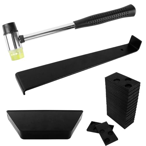 AUMAYCO Laminatboden Kit 33 Stück Laminat Verlegeset Vinyl Verlegeset Werkzeug mit 30 Laminatboden-Abstandshalter Doppelseitiger Gummihammer Robuster Schlagklotz & Zugeisen für Laminatböden