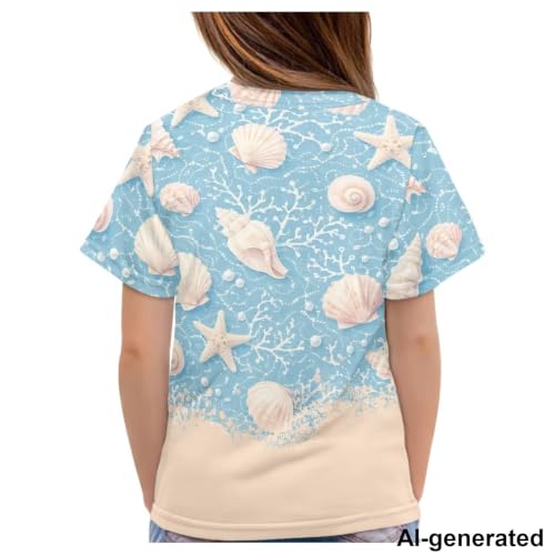 Image of Novelty 3D Graphic T Shirts for Kids Crew Neck Funny Animal Print Short Sleeve Girls Tshirts 3-16 Years