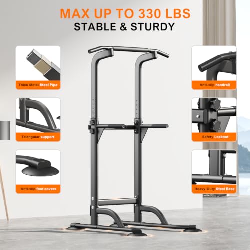 DONIUZ Power Tower Pull Up Bar and Dip Station, Multi-Function Home Gym, Strength Training Fitness Equipment, Height Adjustable - Image 2