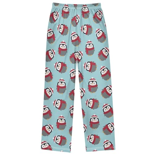 Boy's Pants Cartoon Penguin Hat Scarf Jogger Pants Elastic Waist Long Bottoms Trousers with Pockets 6-14 Years 7