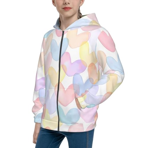 Hearts of Many Colors Kids Pullover Hoodies Boys Zip Up Sweatshirts Girls Athletic Clothes with Pocket