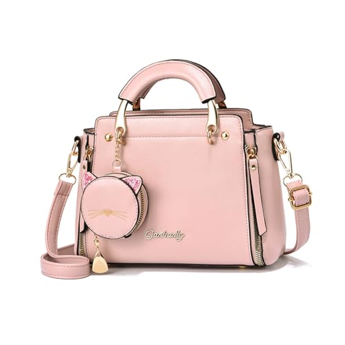 NICOLE & DORIS Sac a Main Femme Petit Sac Bandoulière Mignon Sacoche Fille Sac Crossbody en PU Cuir Sac D'épaule Avec Porte-Monnaie Rose