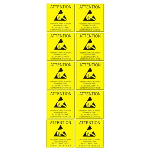 500pcs Static Sensitive Devices Stickers Adhesive Stickers Media Bottle ESD Warning Label ESD Safe Labels 1.89x1.89 Inches Electrical Anti Static Warning Sticker