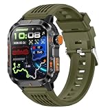HT36 Smart Watch with Bluetooth Calling, Heart Rate Monitor, GPS Sport, Sleep Tracking, Blood Pressure, Waterproof, Black and Orange (Camouflage Green)