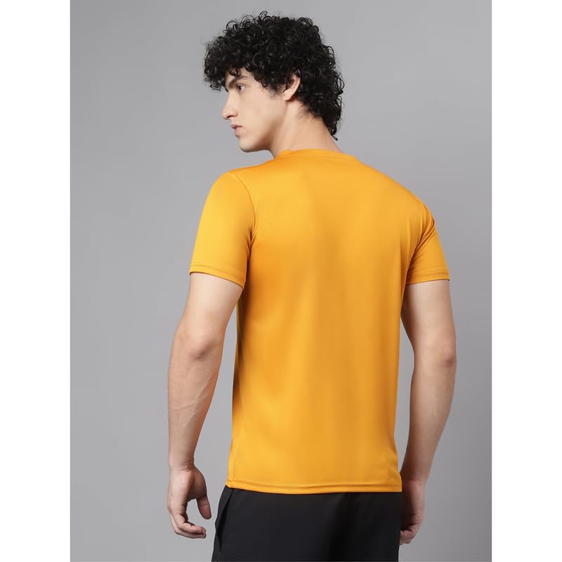 ATICX Slim Fit Pack of 2 Polyester Sports T-Shirts for Men - Round Neck Quick Dry Half Sleeve Breathable Stylish Gym & Workout Combo Tee for Running, Cycling, Football, Swimming, Black & Yellow, L - Image 4 thumbnail