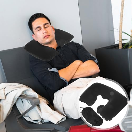 Almohada Inflable de Viaje U-Shaped Compacta Negra miniatura 7
