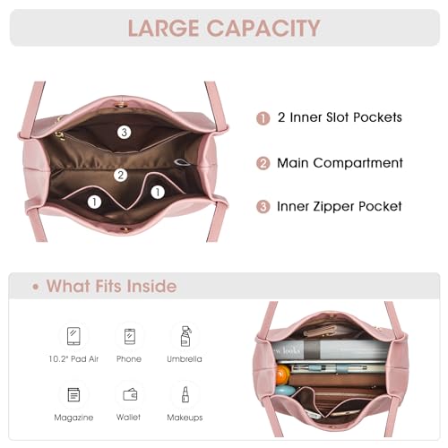 Image of Kattee Leather Tote Bags for Women, Casual Shoulder Hobo Purses and Handbags, Top Magnetic Snap Closure