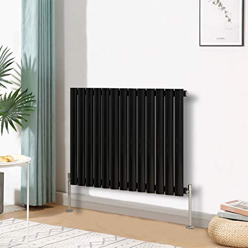 Blümme Single Oval Column Horizontal Designer Radiator 600x767mm Black