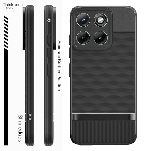Image of Pikkme Back Cover for Motorola Moto Edge 70 Fusion 5G Camera Protection 3D Hexa Cube Design Silicone Protective Bumper Case (Black)