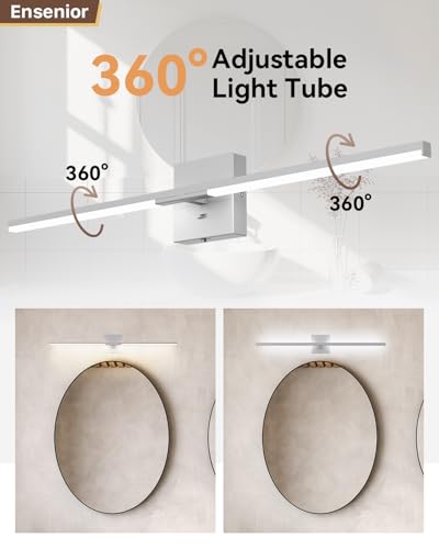 Ensenior Modern Bathroom Vanity Light 32 inch, Built-in Dimmer, 18.5W Dimmable 5CCT Led Bath Lights, Matte Grey Bar Vanity Light for Bathroom Mirror Cabinets Bedroom-FCC Certificated