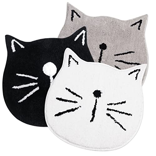 Tapis de bain gris chat 60x60 cm non absorbant tapis douche - 8