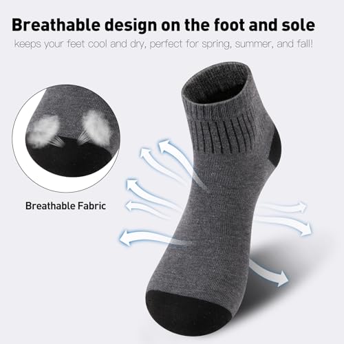 LITERRA 20 Pack Men & Women Ankle Socks - Bulk Athletic Unisex Quarter Sock, Breathable Thin Casual Basic Socks in Grey, Shoe Size 8-11
