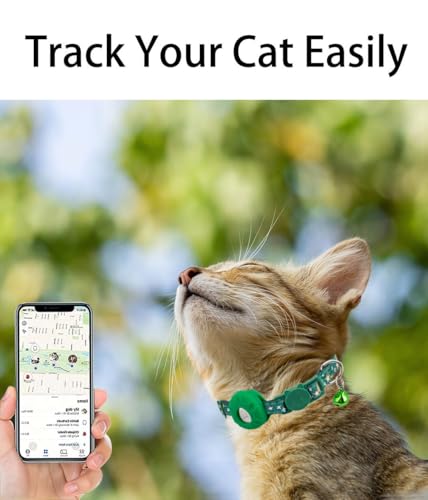 Image of Airtag Cat Collar Breakaway, Safety Kitten Collar with Apple Airtag Holder,Cute GPS Cat Collar with Bell, Lightweigh Tracker Cat Collars for Girl Boy Cats, Kittens and Puppies