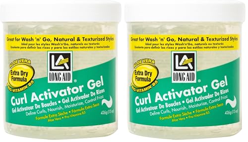 Ampro Long-Aid Activator Gel - Enriched with Aloe Vera, Protein, and Vitamin B Complex - Brings Essential Moisture to Strands - Defines Your Natural Curls - Extra Dry - 15 oz (Pack of 2)
