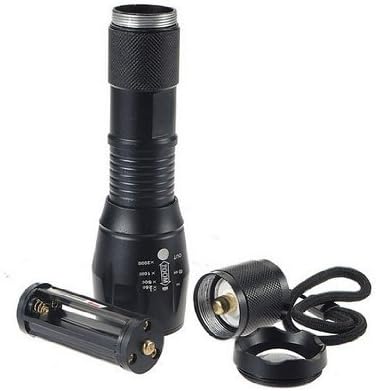 BESTSUN 3000 Lumens Zoomable Super Bright LED Flashlight Torch Zoom Lamp Light - 5 Mode Adjustable Brightness Waterproof Torch Lighting for Hiking, Camping & Outdoor Activity (Black)