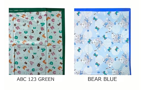 Image of EcoSoft Plastic Sheet,PVC Sheet for Kids,Rubber Sheet for Babies,Bed Wetting Protector(90 x 135 cm) (Blue Bear & ABC123 Green)