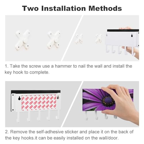 Gancho para llaves de pared resistente con 5 ganchos de metal para hogar 4
