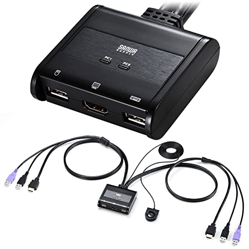 サンワサプライ アウトレット KVMスイッチ パソコン切替器 PC2台切替 HDMIディスプレイ USB キーボード マウス ディスプレイエミュレーション 手元スイッチ付 Win Mac SW-KVM2WHU
