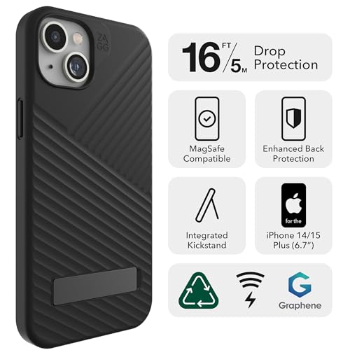 Coque protection iPhone 15 Plus graphène béquille compatible MagSafe noir - 2