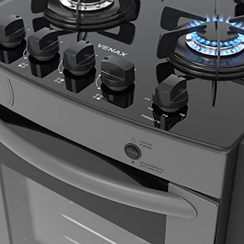 Fogão a Gás de Embutir Venax Gaudi Prisma Vitreo 4 Bocas Grafite
