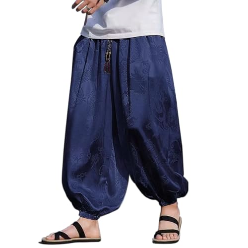 HZCX FASHION Mens Womens Harem Pants Dragon Aladdin Pant Baggy Joggers Kung Fu Hanfu Tai Chi Yoga Pants Loose Trousers