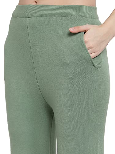 Image of Mafadeny Women Green Solid Turtle Neck Viscose Sweater