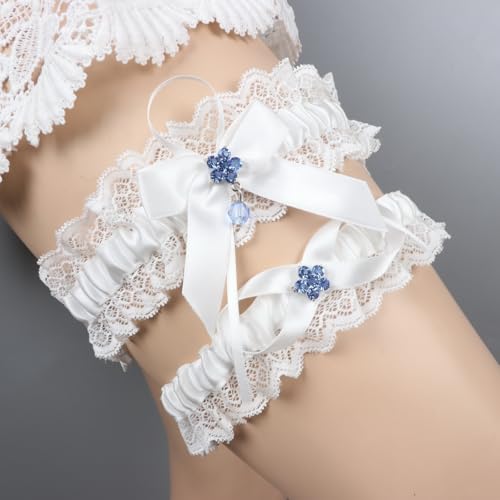 Image of wedding garter set women lace Bridal garter sets including keepsake garter and toss garter