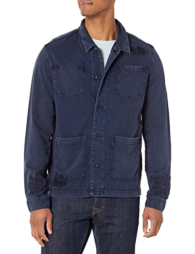 John Varvatos Men's Dalton Ls Trucker Jacket with Mending Details