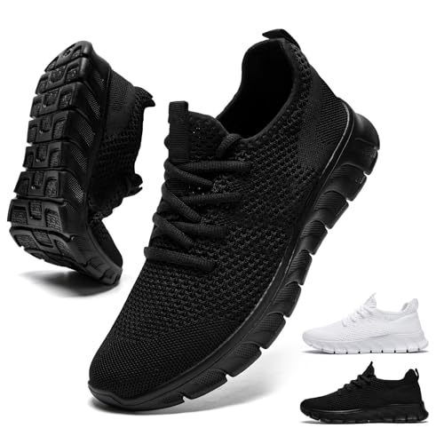 YRLTYO Non Slip Work Shoes Women Walking Running Tennis Sneakers Gym Workout Athletic Lightweight Comfortable Fashion Sport Mesh Casual Shoe Black Size 10