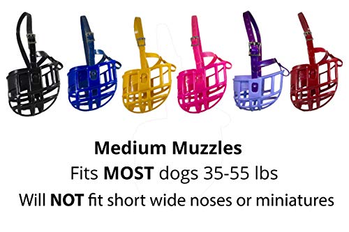 Birdwell Enterprises - Plastic Dog Muzzle With Adjustable Plastic Coated Nylon Headstall - Made In The Usa - (Medium, Black) #TOP4