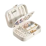 Lrikas Joyero Pequeño Joyero Viaje Joyeros Mujer Pequeña Joyero Jewelry Organizer para Anillos, Pulseras y Collares (Blanco)