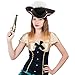 Haconba 3 Pack Pirate Tricorn Hat Black Novelty Buccaneer Hats with Feather for Adult Pirate Theme Party Cosplay Masquerade Costume Accessories