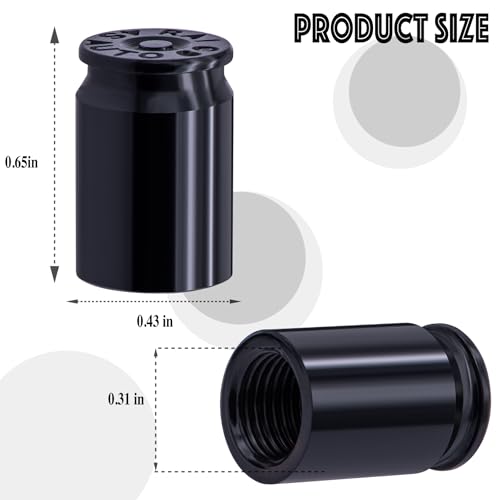 MEAJOO 4PCS Bullet Shell Tire Valve Stem Caps, Aluminum Alloy Car Air Stem Cap, Universal Dustproof Tire Valve Stem Covers for Cars, SUV, Trucks, Bikes, Motorcycles, Bicycles (Black)