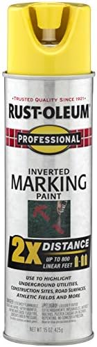 Rust-Oleum 266577 Professional 2X Distance Inverted Marking Spray Paint, 15 oz, High Visibility Yellow