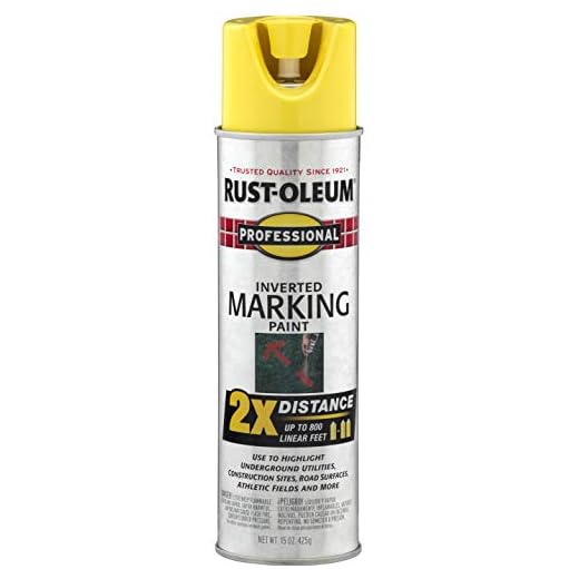 Rust-Oleum 266577 Professional 2X Distance Inverted Marking Spray Paint, 15 oz, High Visibility Yellow
