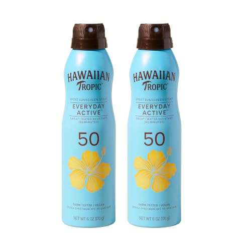 Hawaiian Tropic Everyday Active SPF 50 Sunscreen Spray, 6 Oz (2 Pack)
