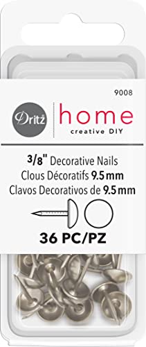 Dritz Home 9008 Smooth Decorative Nails, 3/8-Inch, Nickel (36-Piece)