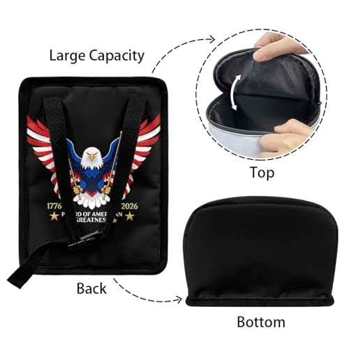 Image of American 250 Print Car Trash Can with Lid Hanging Car Trash Bag Leak-Proof Portable Car Garbage Bin Car Accessories Interior Car Organizer for 4th of July