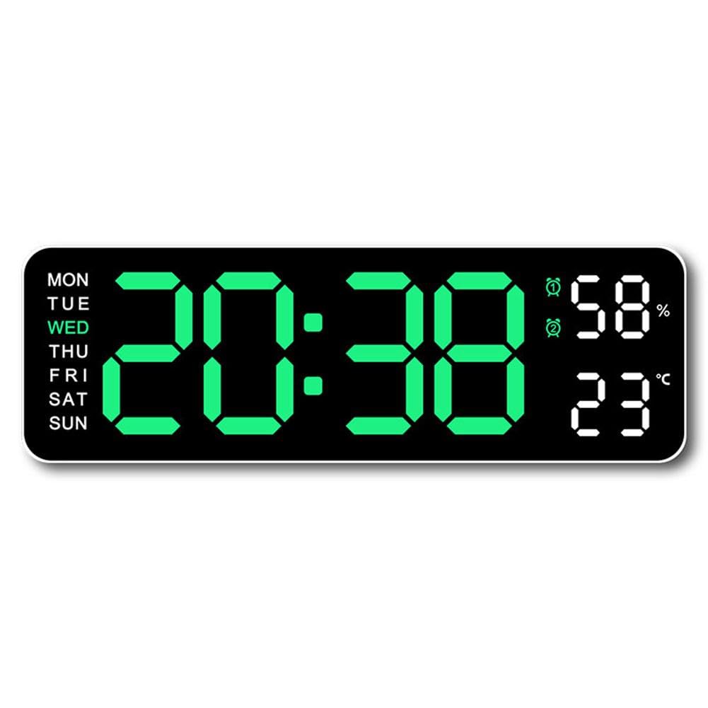 LED Digital Wall Clock - 13" Large Display with Remote Control, Countdown Dimmer, DST, Date, Week, Temperature