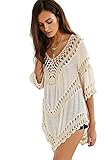 Vanbuy Women’s Crochet Tunic Bohemian Peasant Top Blouse Shirt Hollow Out Swimwear Cover up for...