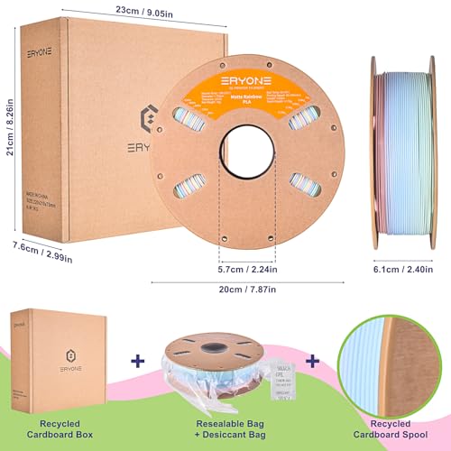 Image of ERYONE Matte Rainbow 3D Printer PLA Filament 1.75 + /- 0.03mm, Matte Muticolor Filament PLA 1KG(2.2LBS) Spool, Macaron Rainbow