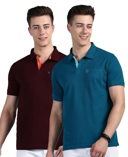 Lux Cozi Men Cotton Regular Fit Polo Neck Half Sleeve Solid Casua...