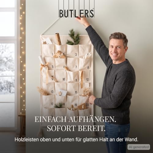 BUTLERS SANTA IS COMING Adventskalender zum Befüllen, Stoff Wandkalender – Ansicht 6