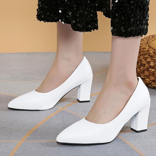 Talons épais décontractés à bout pointu en cuir véritable