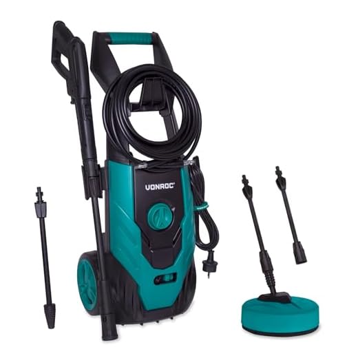VONROC Hogedrukreiniger V18-2 1800W – 140 bar – 420 l/h – Incl. 8m slang, geïntegreerde reinigingsmiddelen tank, terrasreiniger, spuitstukken en accessoires