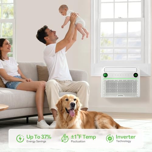 Image of ZAFRO U Shaped Inverter Window Air Conditioner, Ultra Quiet (32dB), 10000BTU ASHRAE (6200 BTU DOE) Smart Air Conditioner Window Unit, App /Voice /Remote, Saddle Window AC Unit with Cool /Dry /Fan Modes