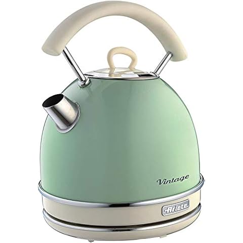 Ariete Retro Style Cordless Dome Kettle, Removable and Washable Filter, 1.7 Litre Capacity, Vintage Design, Green Cover