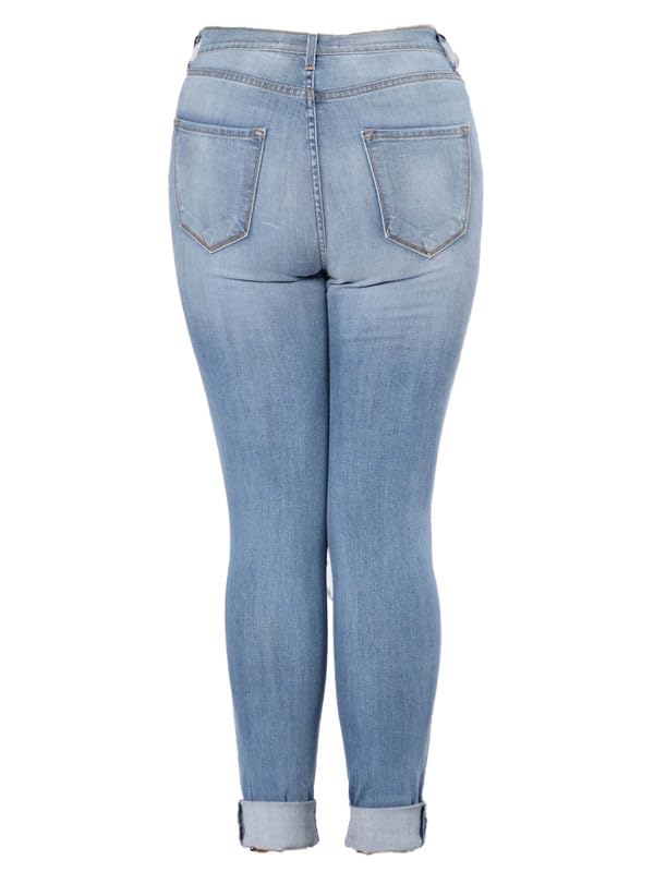 Andongnywell Plus Size Ripped Stretch Jeans Women Slim Skinny Denim Jean High Waist Hole Trousers Pants4